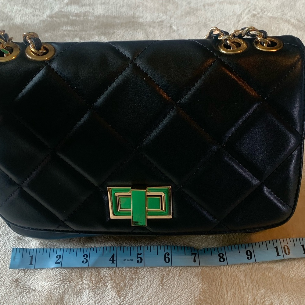 Aldo Black Quilted Crossbody Bag with Gold Chain - Picture 10 of 11